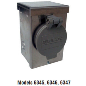Generac 6347 50 Amp Power Inlet Box, 125/250V, Aluminum, NEMA CS6365 with Spring-Load